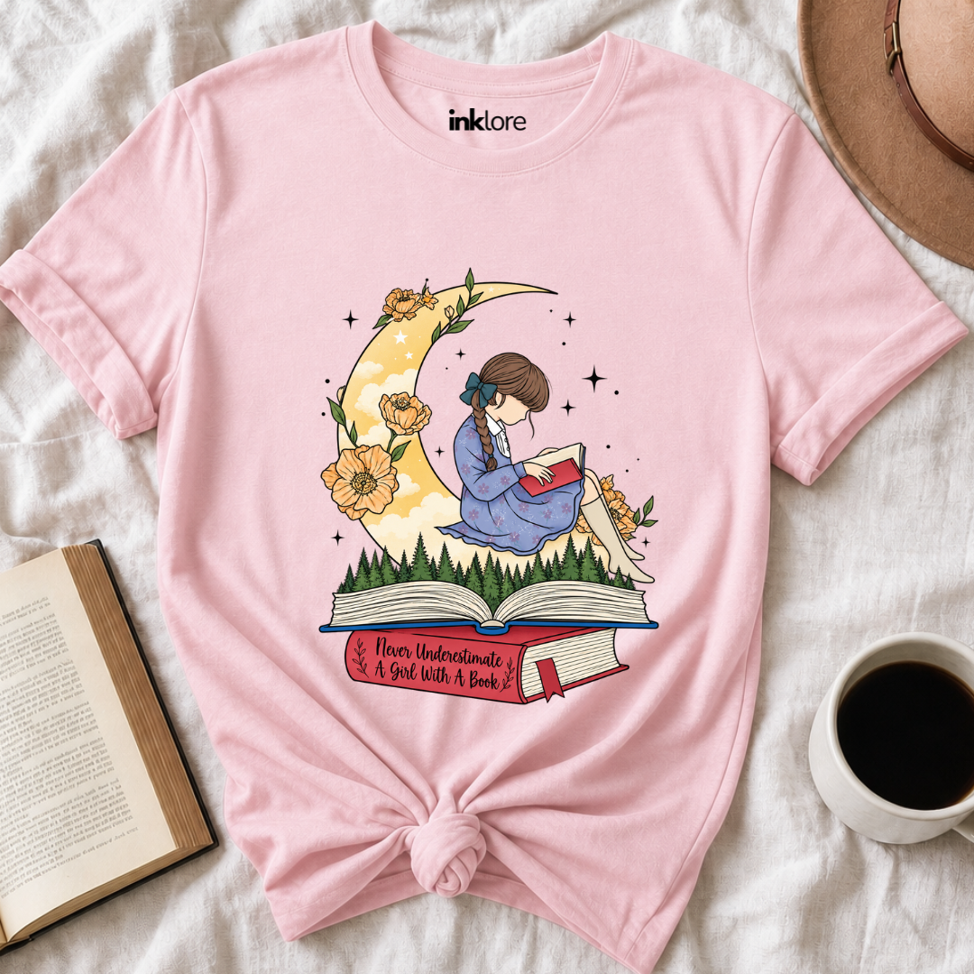 Never Underestimate A Girl With A Book T-Shirt