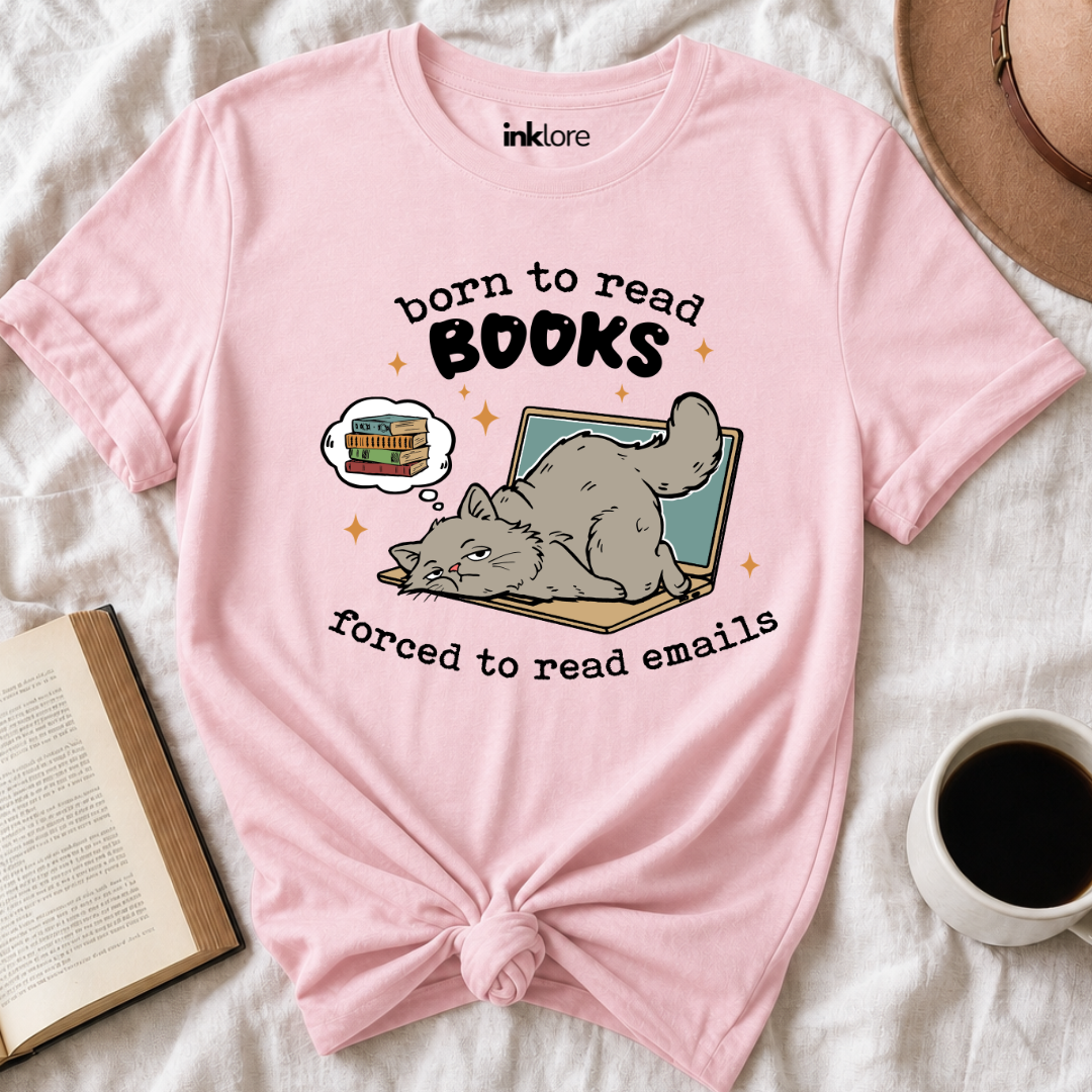 Born to Read Books Forced to Read Emails Bookish T Shirt Secondary image