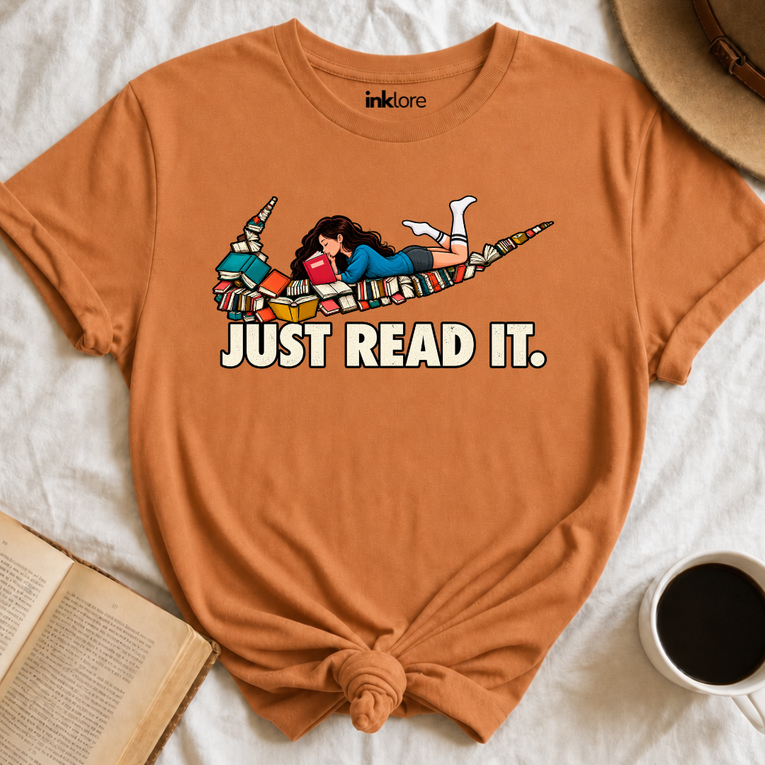 Just Read It Book Swoosh T-Shirt