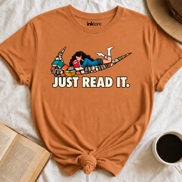 Just Read It Book Swoosh T-Shirt