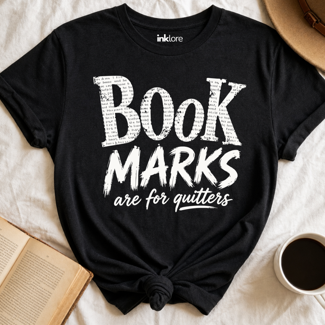 "Bookmarks Are For Quitters" T-Shirt | Funny Book Lover Graphic Tee & Bookish Reader Gift Main image