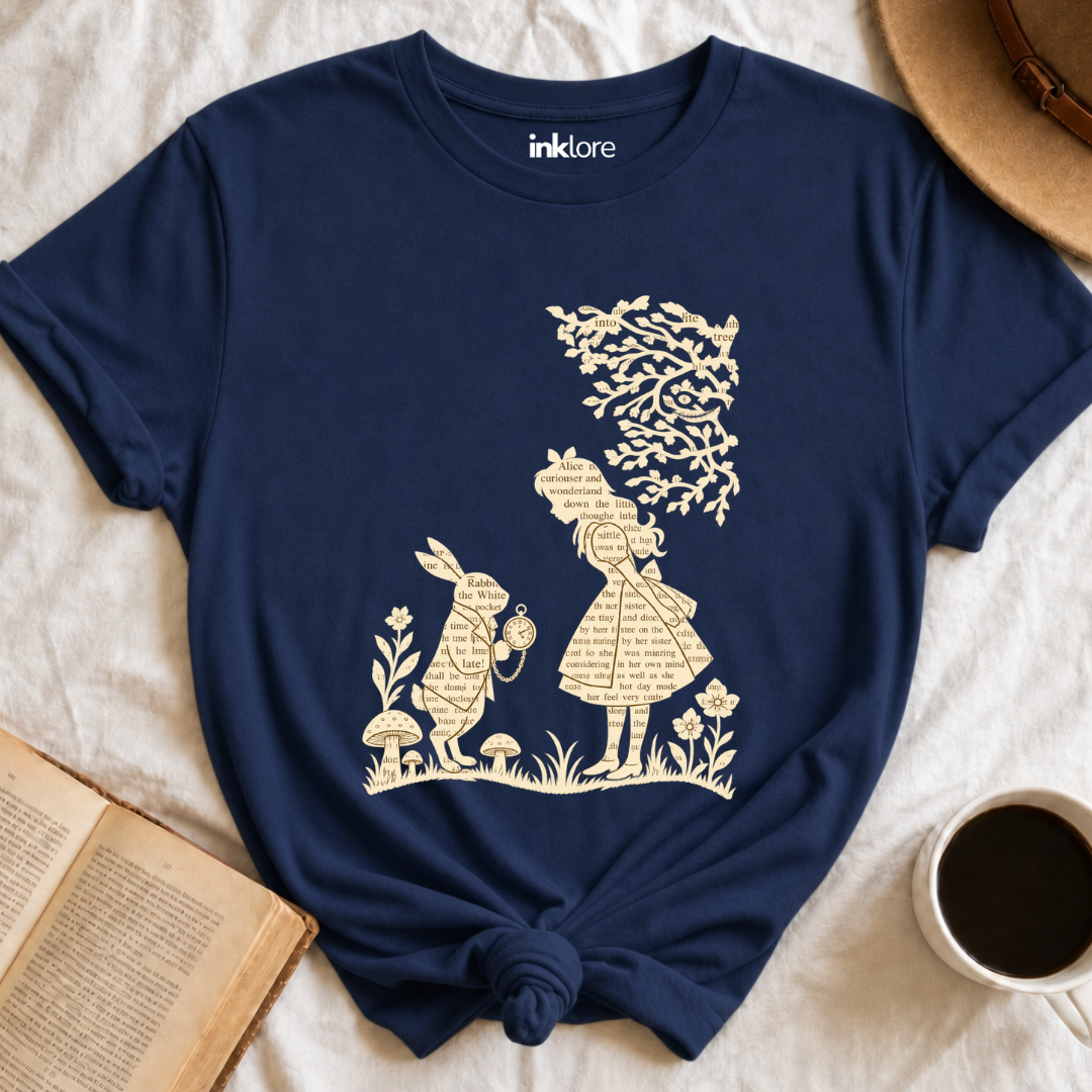 Alice In Wonderland Book Page Graphic T-Shirt