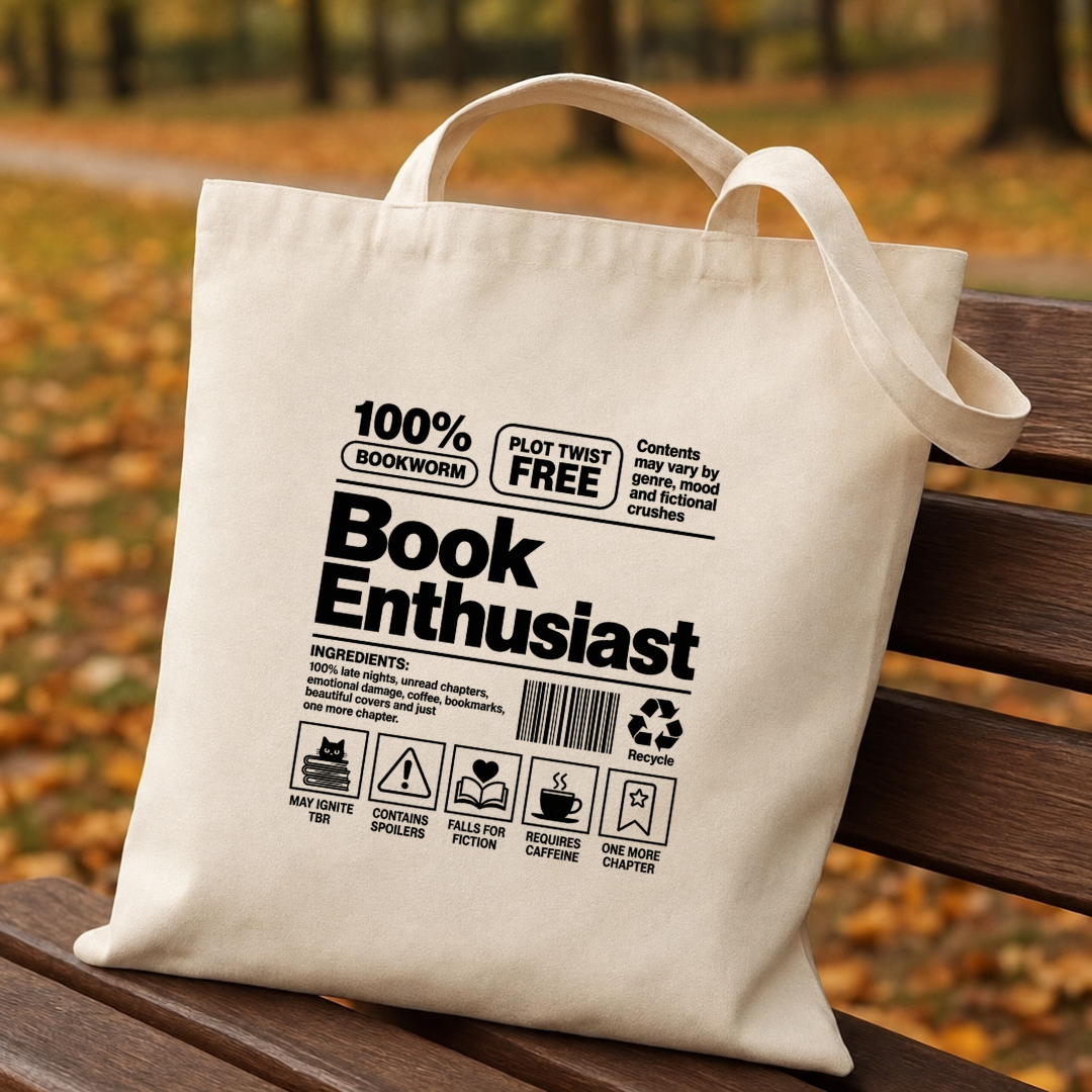 Book Enthusiast Nutrition Label Canvas Tote Bag Main image