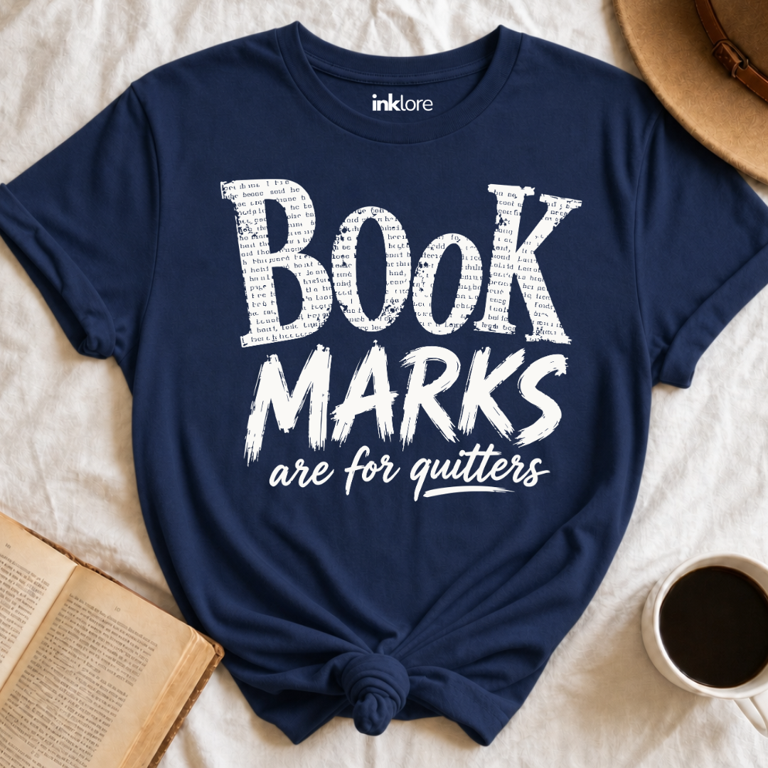 "Bookmarks Are For Quitters" T-Shirt | Funny Book Lover Graphic Tee & Bookish Reader Gift Secondary image