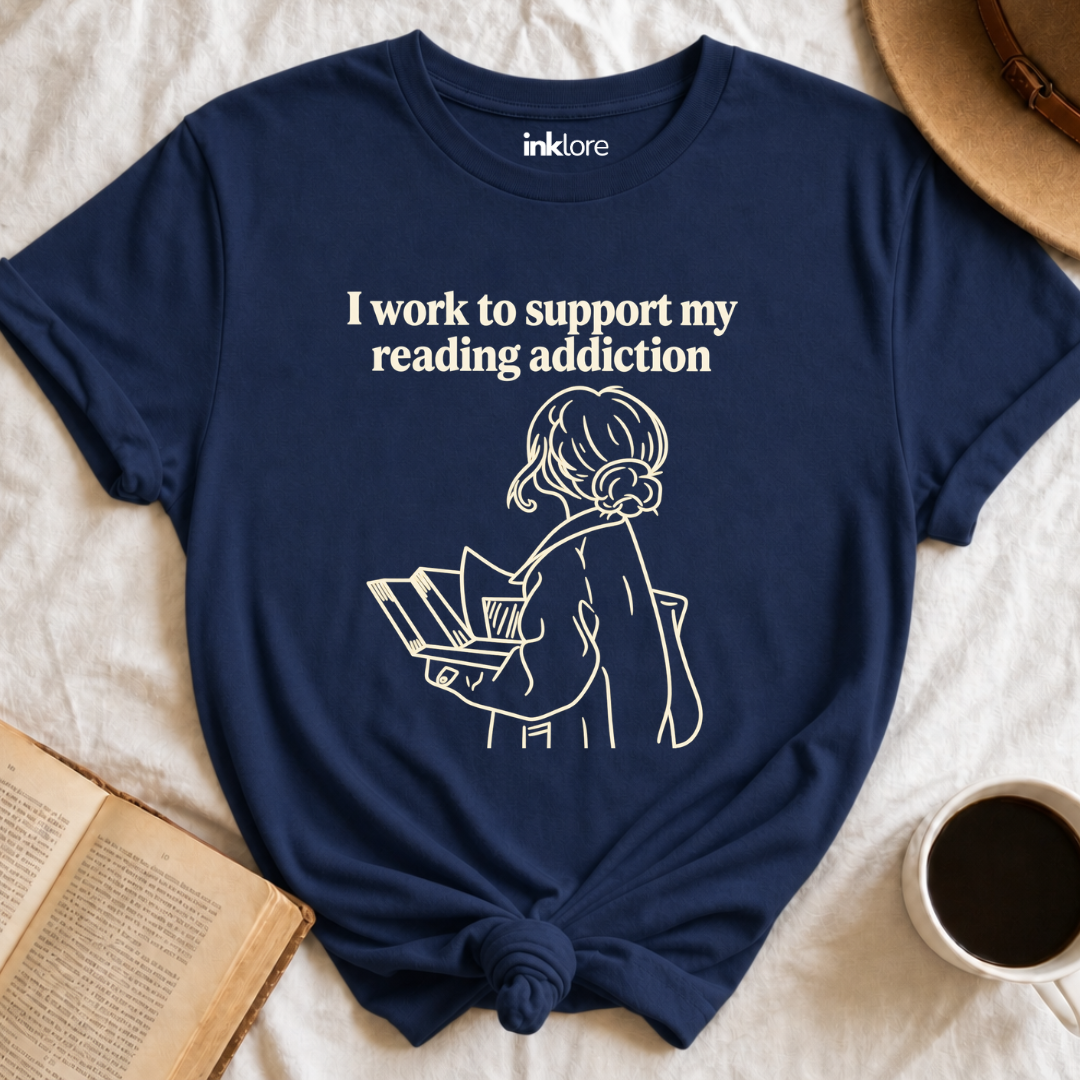 I Work To Support My Reading Addiction T-Shirt Secondary image
