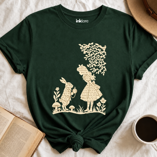 Alice In Wonderland Book Page Graphic T-Shirt
