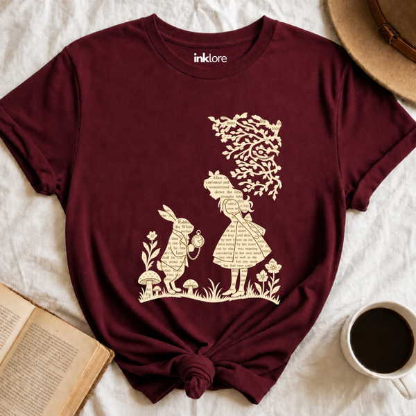 Alice In Wonderland Book Page Graphic T-Shirt