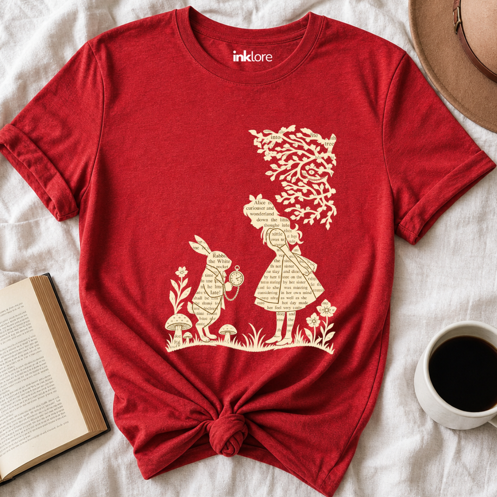 Alice In Wonderland Book Page Graphic T-Shirt