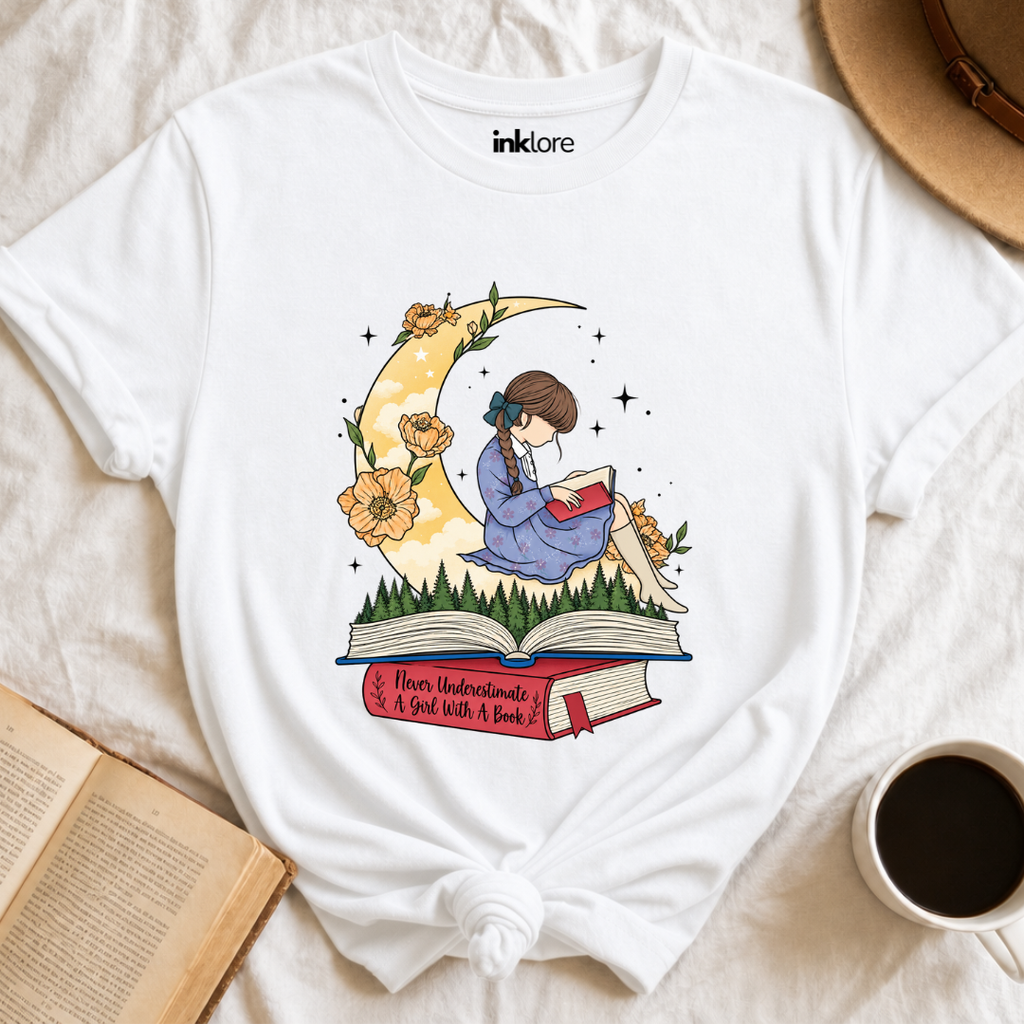 Never Underestimate A Girl With A Book T-Shirt