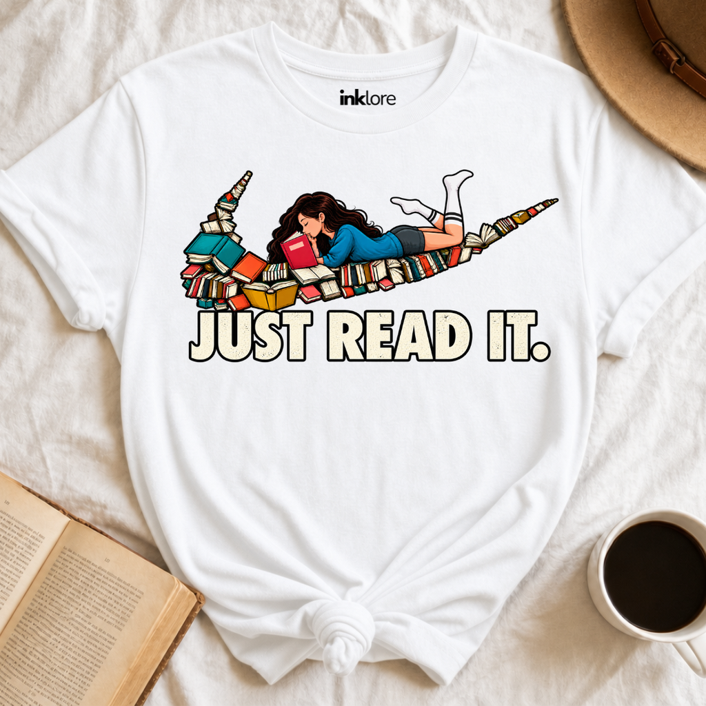 Just Read It Book Swoosh T-Shirt