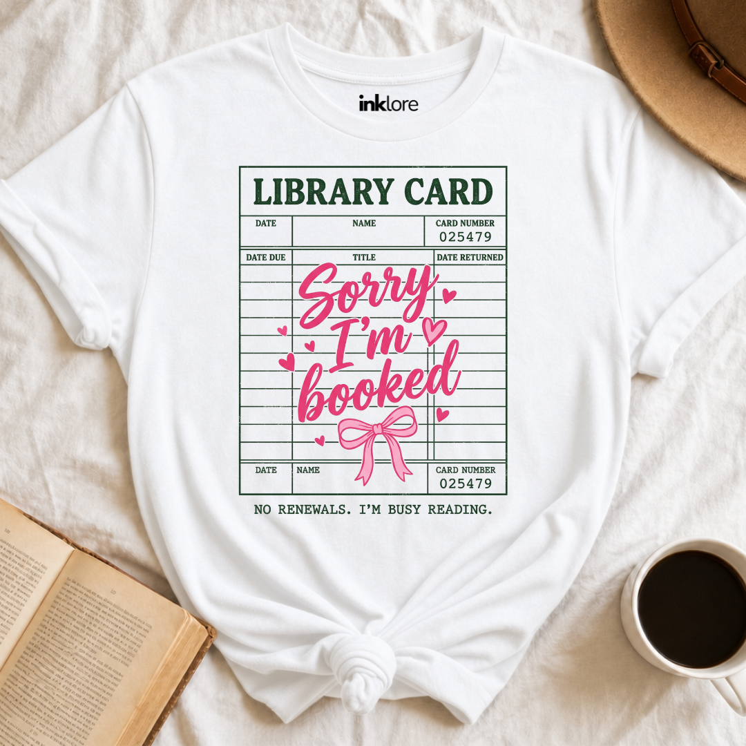 Sorry I'm Booked Library Card T-Shirt Main image