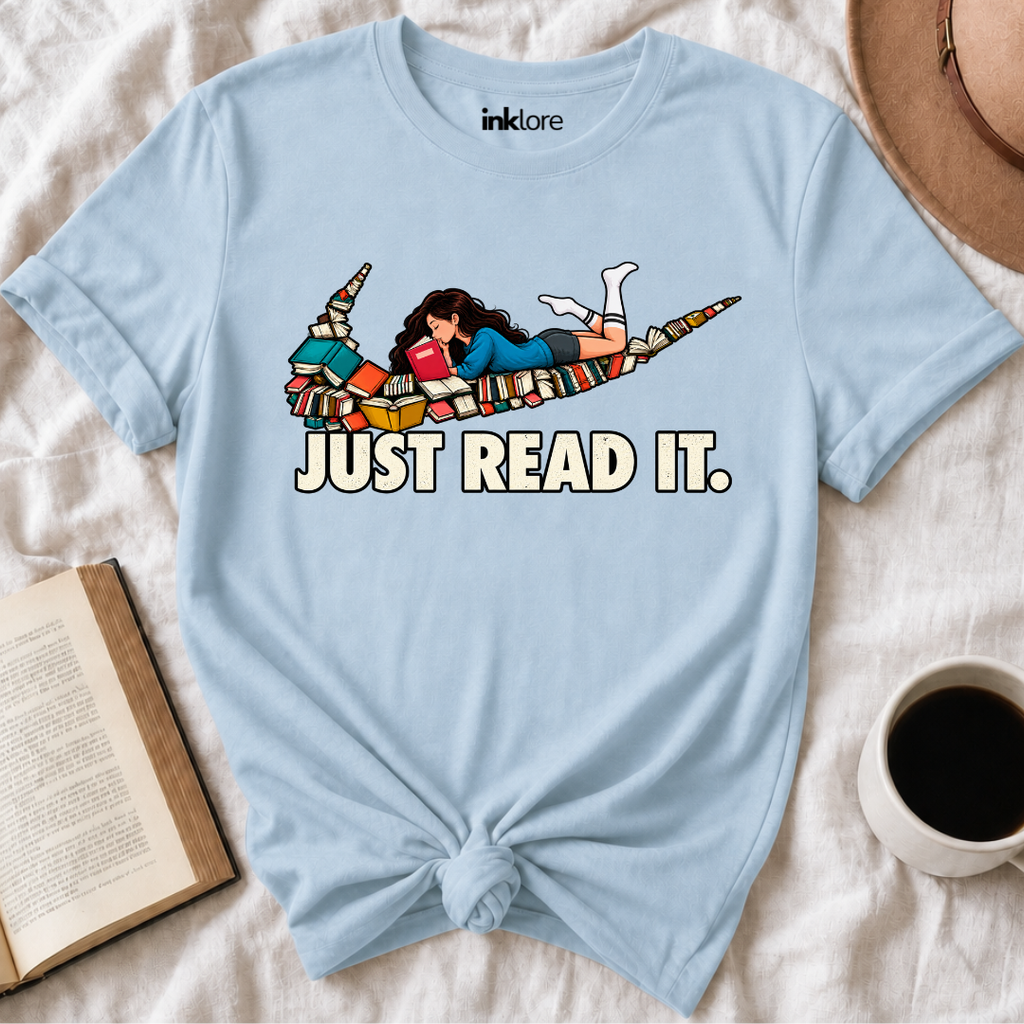 Just Read It Book Swoosh T-Shirt