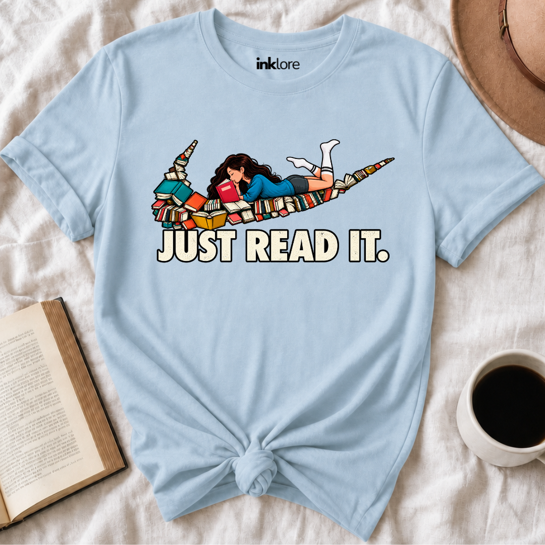 Just Read It Book Swoosh T-Shirt