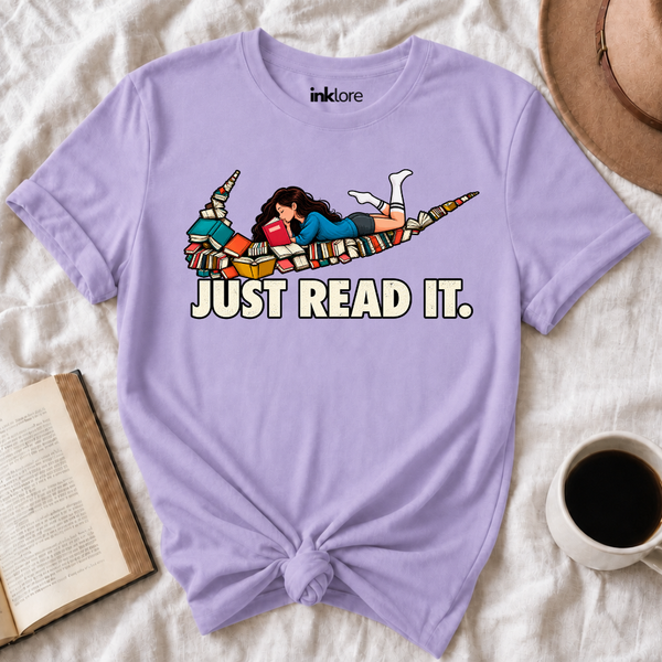 Just Read It Book Swoosh T-Shirt