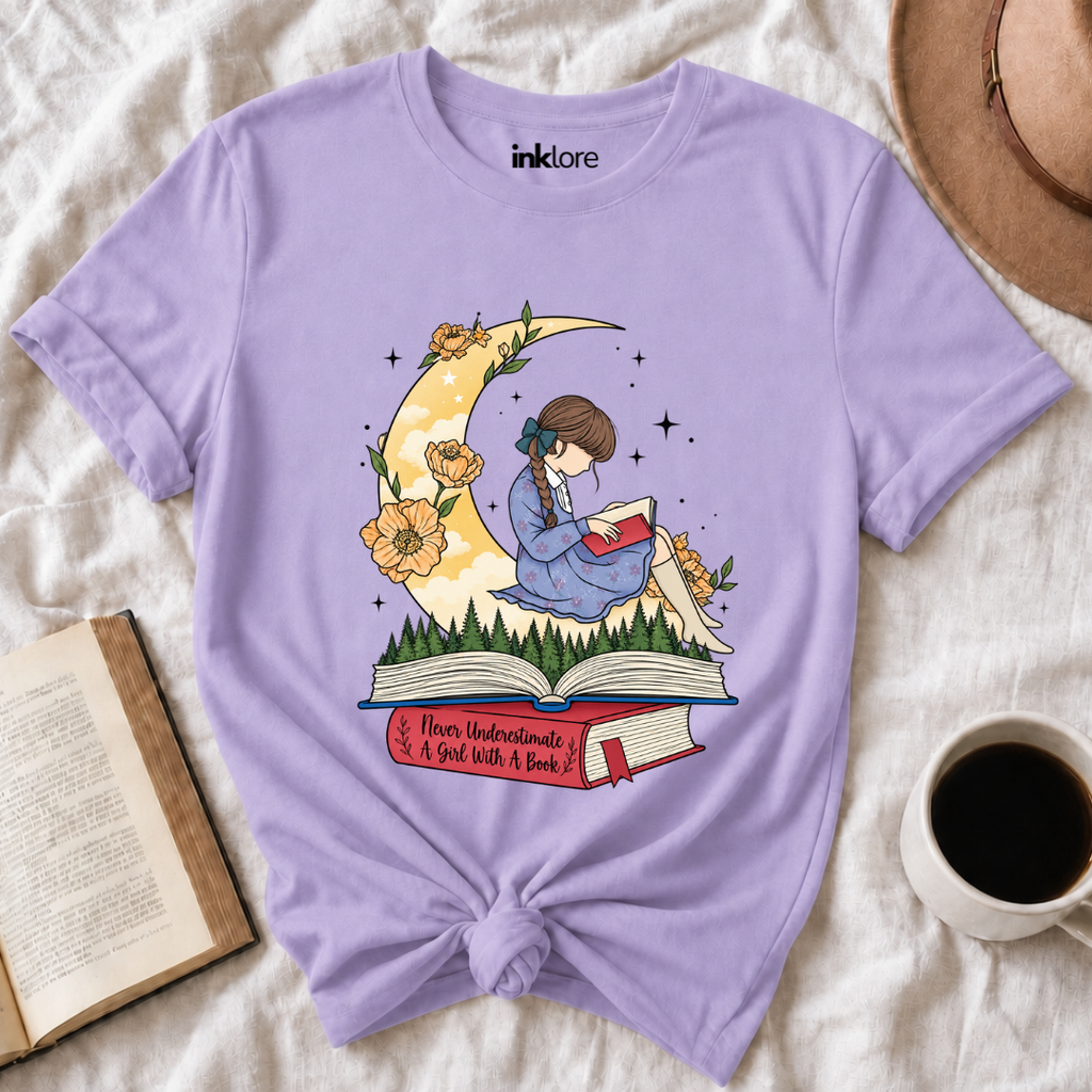 Never Underestimate A Girl With A Book T-Shirt