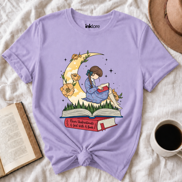 Never Underestimate A Girl With A Book T-Shirt